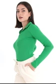 Uzun Kol Polo Yaka Triko - Yeşil thumbnail 4