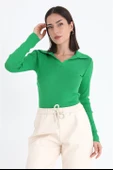Uzun Kol Polo Yaka Triko - Yeşil thumbnail 2