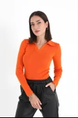 Uzun Kol Polo Yaka Triko - Turuncu thumbnail 1