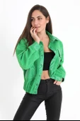 Beli Lastikli Çıtçıtlı Bergamo Gömlek Ceket - Yeşil thumbnail 3