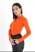 Uzun Kol Polo Yaka Triko - Turuncu thumbnail 5