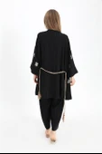 Keten Kimono Takım Göz Nakışlı - Siyah thumbnail 6
