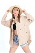 Gömlek Keten Göz Nakışlı - Bej thumbnail 2