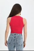 Bluz Geniş Biyeli Kolsuz Kaşkorse - Fuşya thumbnail 3