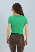 Bluz Gömlek Yaka Kısa Kol Kaşkorse - Yeşil thumbnail 3