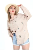 Gömlek Keten Göz Nakışlı - Bej thumbnail 1