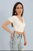Bluz Kruvaze Yaka Yanları Tünelli - Ekru thumbnail 2