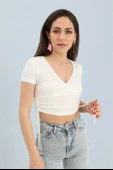 Bluz Kruvaze Yaka Yanları Tünelli - Ekru thumbnail 1