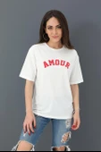 T-shirt Bisiklet Yaka Amour Baskılı - Kırmızı thumbnail 1