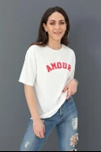 T-shirt Bisiklet Yaka Amour Baskılı - Kırmızı thumbnail 2