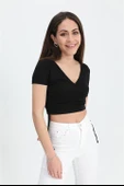 Bluz Kruvaze Yaka Yanları Tünelli - Siyah thumbnail 2