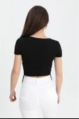 Bluz Kruvaze Yaka Yanları Tünelli - Siyah thumbnail 3