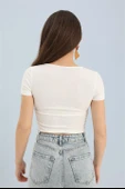 Bluz Kruvaze Yaka Yanları Tünelli - Ekru thumbnail 3