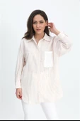 Gömlek Cebi Nakış Püsküllü Gofre - Bej thumbnail 1