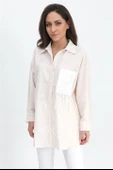 Gömlek Cebi Nakış Püsküllü Gofre - Bej thumbnail 2