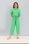 Takım Nakış Detaylı Viskon Gömlek Pantolon - Yeşil thumbnail 3