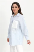 Gömlek Cebi Nakış Püsküllü Gofre - Mavi thumbnail 2