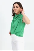 Bluz Kolsuz Degaje Yaka - Yeşil thumbnail 3