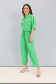 Takım Nakış Detaylı Viskon Gömlek Pantolon - Yeşil thumbnail 2