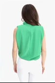 Bluz Kolsuz Degaje Yaka - Yeşil thumbnail 4