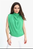 Bluz Kolsuz Degaje Yaka - Yeşil thumbnail 1