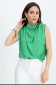 Bluz Kolsuz Degaje Yaka - Yeşil thumbnail 2