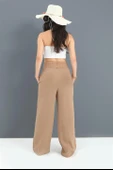 Pantolon Beli Örme Detaylı Bol Paça - Camel thumbnail 3