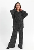 Takım Piliseli Örme Puantiye Desenli - Siyah thumbnail 2