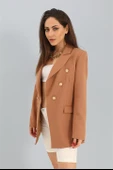 Blazer Fleto Cepli Atlas Kumaş Ceket - Camel thumbnail 3