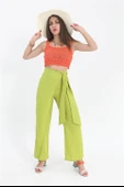 Pantolon Önden Bağlamalı Keten - Açık Yeşil thumbnail 1