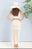 Etek Astarlı Yırtmaçlı Triko - Ekru thumbnail 4