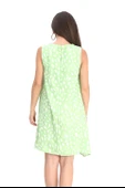 Elbise Sıfır Kol Desenli Keten - Yeşil thumbnail 3