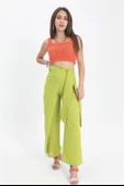Pantolon Önden Bağlamalı Keten - Açık Yeşil thumbnail 2