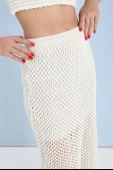 Etek Astarlı Yırtmaçlı Triko - Ekru thumbnail 6