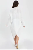 Tunik Bohem Cepli Düz Keten - Ekru thumbnail 6
