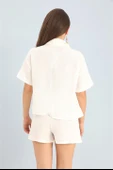 Takım Müslin Gömlek Şort - Ekru thumbnail 4