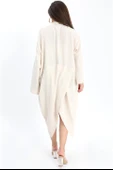 Tunik Bohem Cepli Düz Keten - Taş thumbnail 6