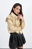 Ceket Omuzları Zincir Detaylı Kısa Simli - Gold thumbnail 5