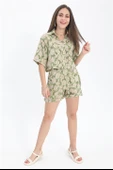 Şort Baskılı Duble Katlamalı Lastikli - Yeşil thumbnail 3