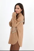 Gömlek Cebi Püsküllü Nakışlı Süet - Camel thumbnail 6