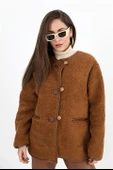 Bisiklet Yaka Kıvırcık Ceket - Camel thumbnail 3