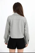 Çıtçıtlı Melanjlı Kısa Ceket - Gri thumbnail 6