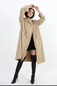 Trençkot Yakası Ribanalı Kolu Çıtçıtlı Fermuarlı - Vizon thumbnail 4