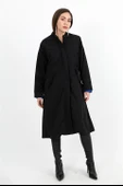 Trençkot Yakası Ribanalı Kolu Çıtçıtlı Fermuarlı - Siyah thumbnail 1
