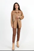 Gömlek Cebi Püsküllü Nakışlı Süet - Camel thumbnail 2