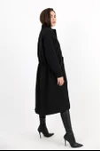 Trençkot Yakası Ribanalı Kolu Çıtçıtlı Fermuarlı - Siyah thumbnail 6