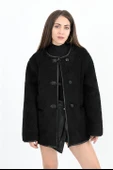 Bisiklet Yaka Kıvırcık Ceket - Siyah thumbnail 2