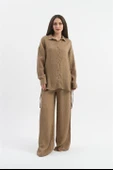 Yandan Bağlamalı Tunik Gömlek - Vizon thumbnail 2