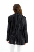 Üç Cep Kapaklı Çizgili Poliviskon Ceket - Lacivert thumbnail 5
