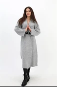 Uzun Salaş Triko Hırka - Gri thumbnail 1
